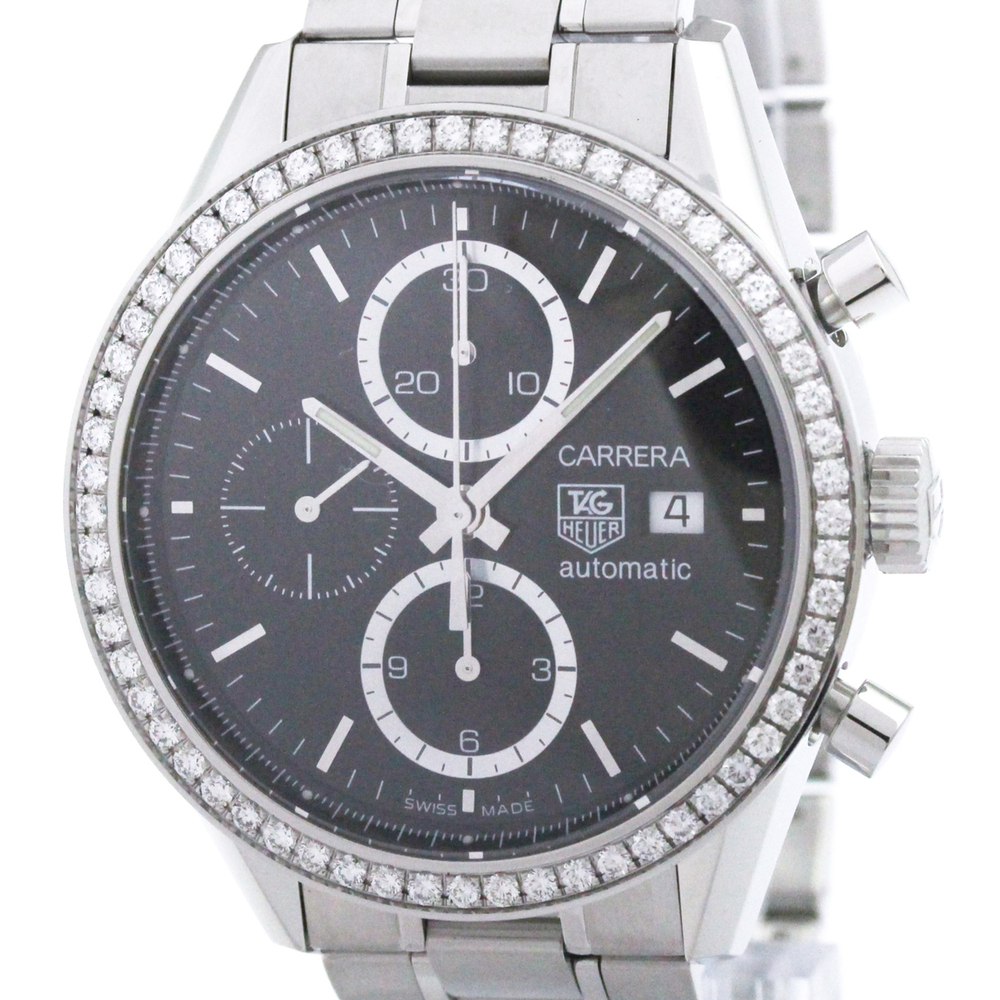 TAG HEUER Carrera Chronograph Diamond Stainless Steel Automatic Mens Watch CV...